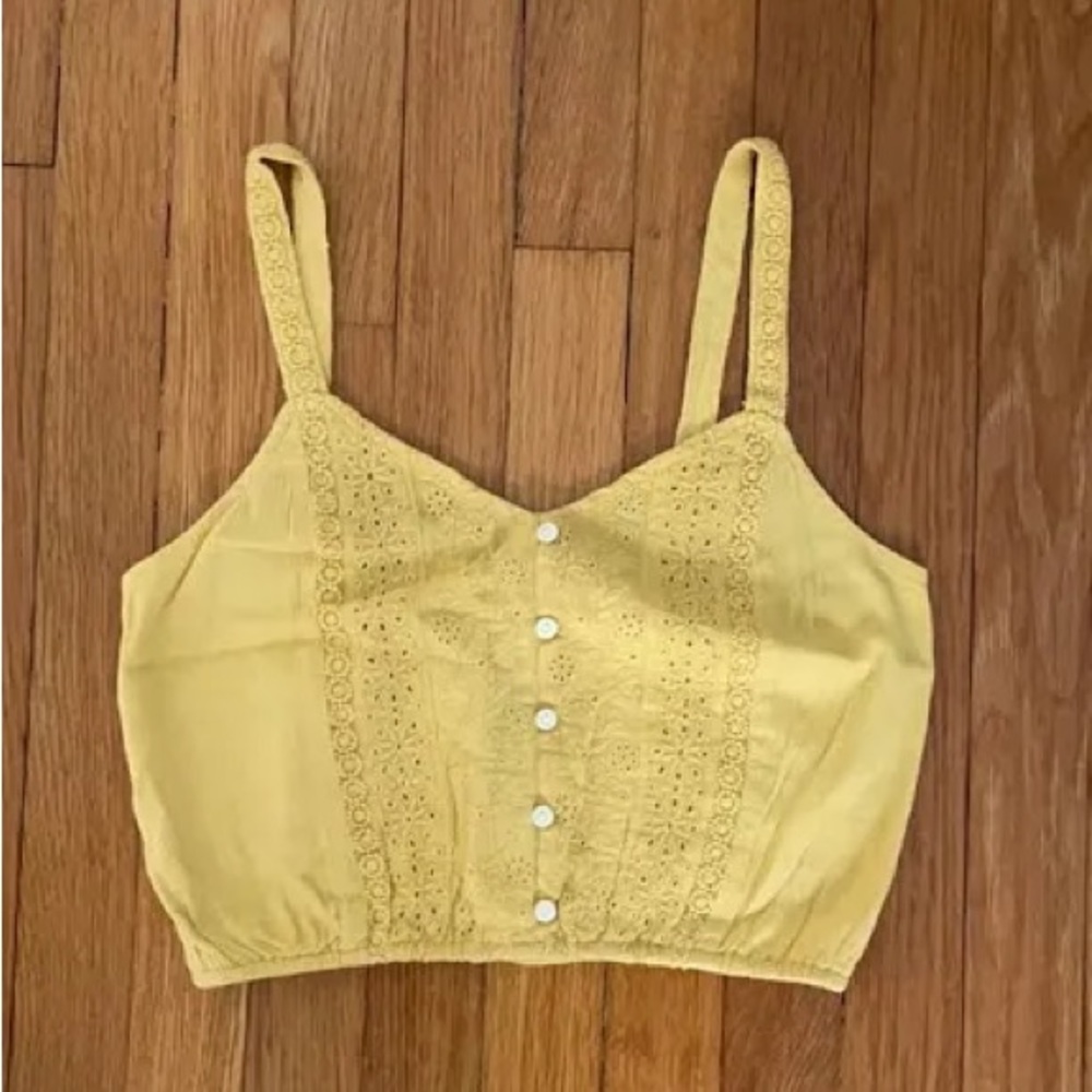 AE Yellow Embroidered Crop Top